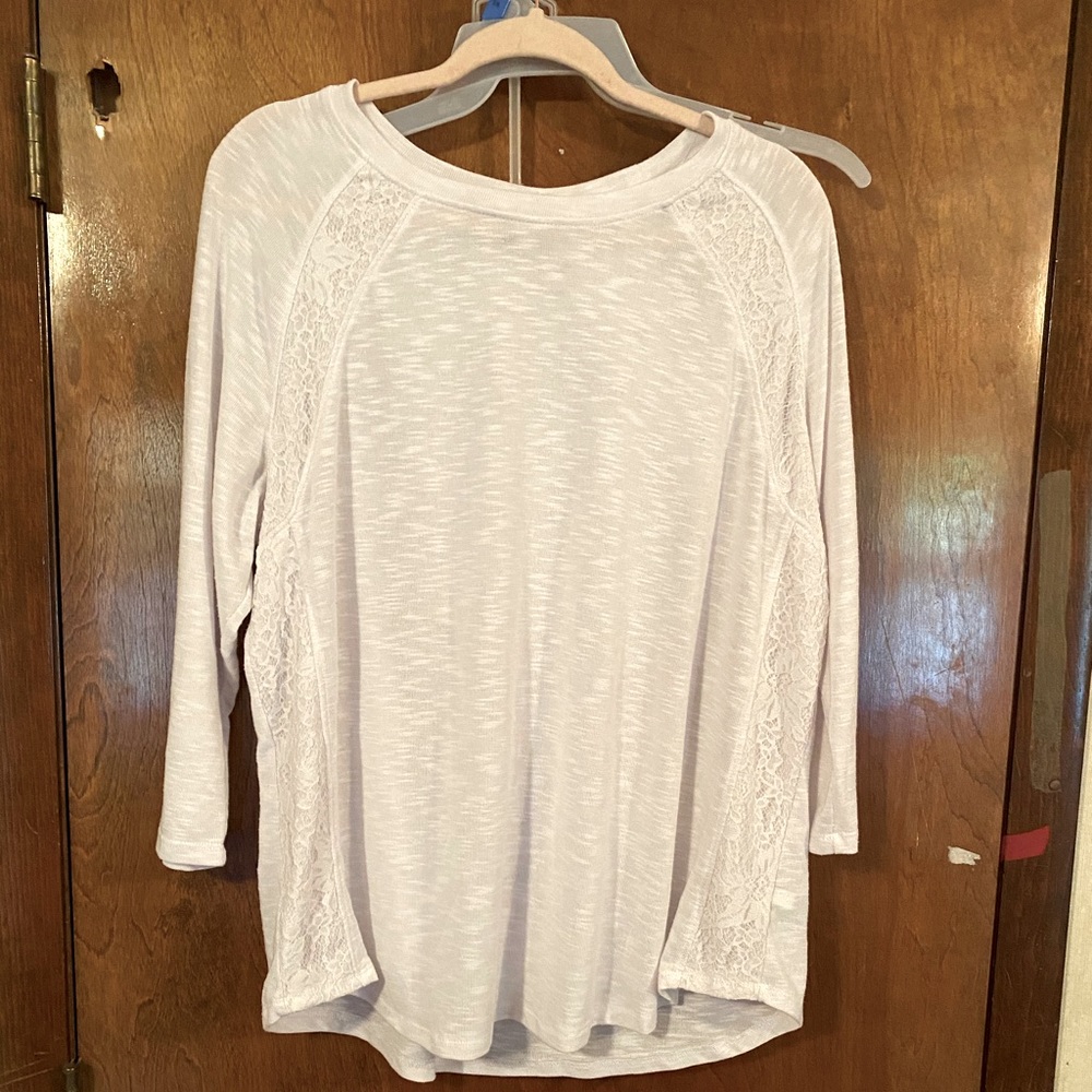 Lane Bryant Sz 18/20 Lace Trim 3/4 Sleeve Top